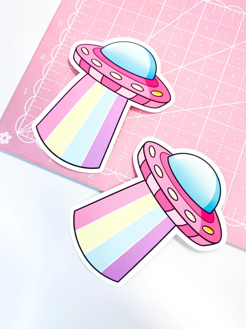 Alien UFO Rainbow Sticker