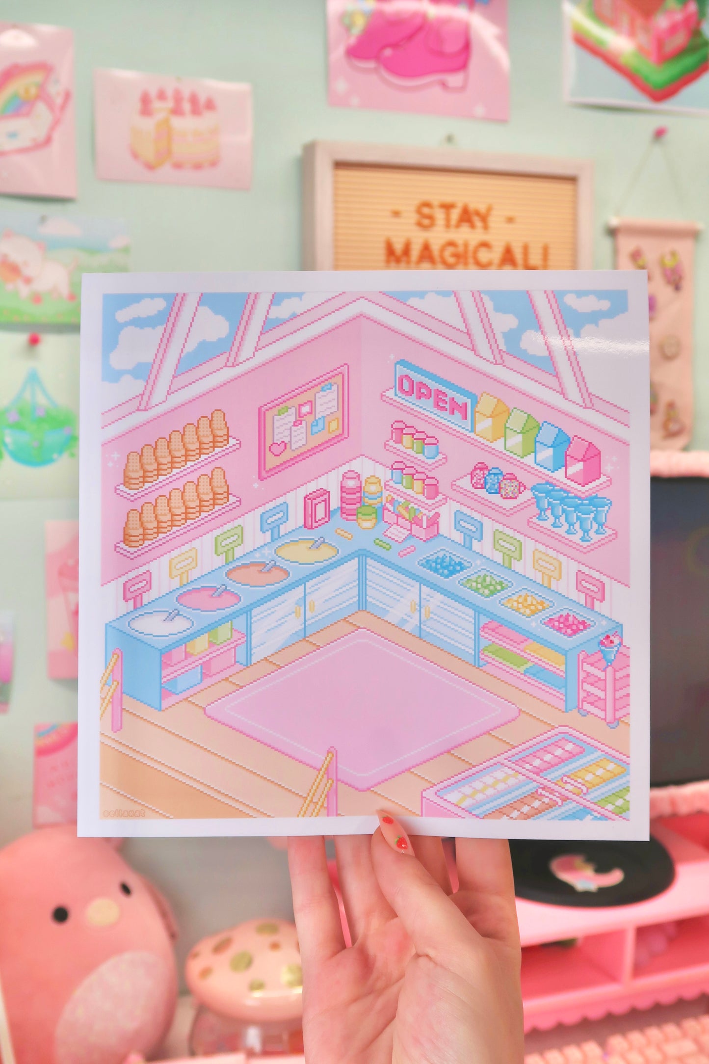 Pixel Art Ice Cream Shop Kawaii Art Print