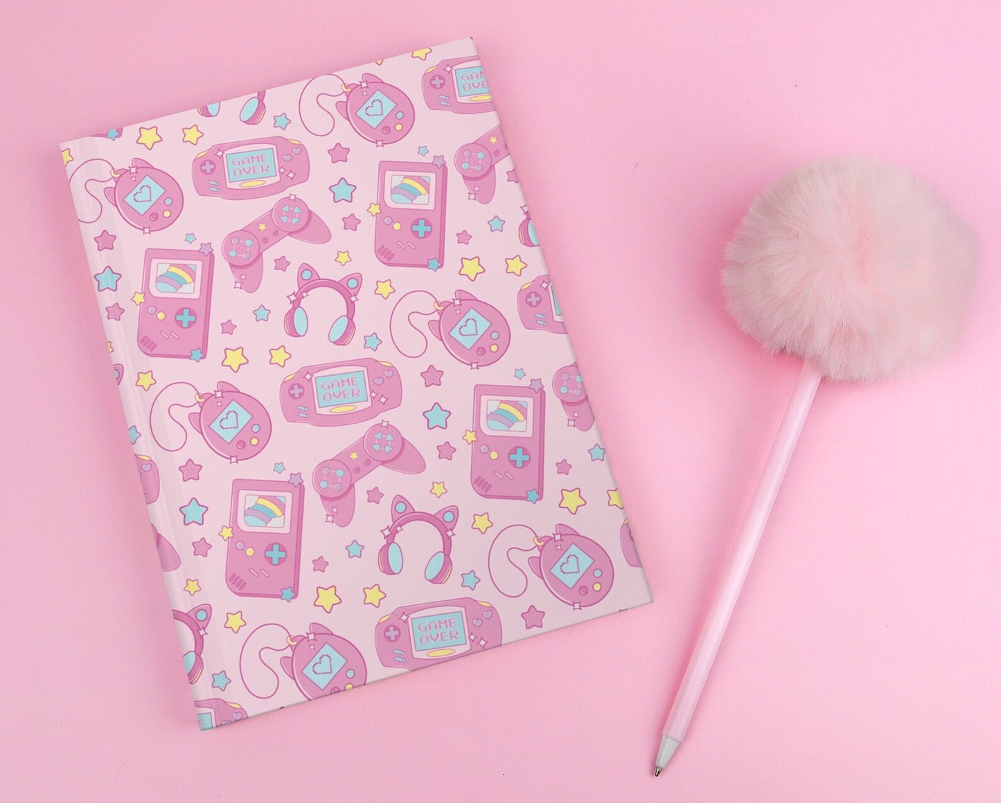 Retro Gamer Girl Kawaii Hardcover Journal Notebook