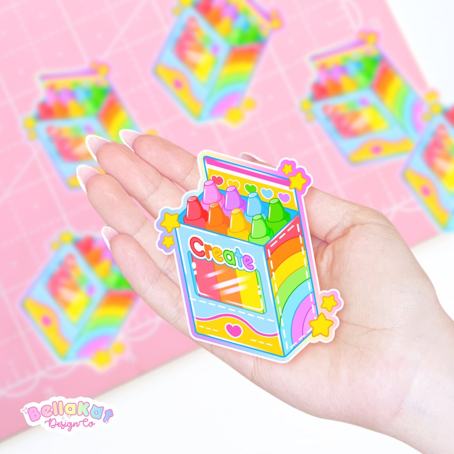 Rainbow Crayon Aesthetic Artist Sticker