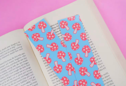 Blue Mushroom Aesthetic Bookmark