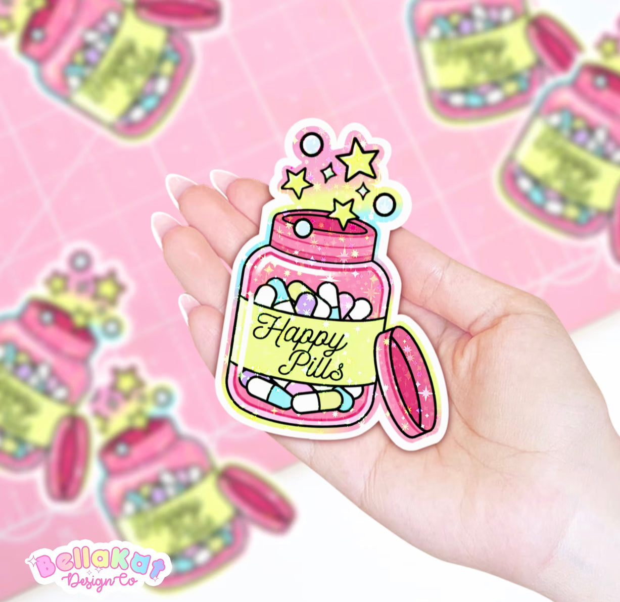 Kawaii Happy Pills Self Care Sticker