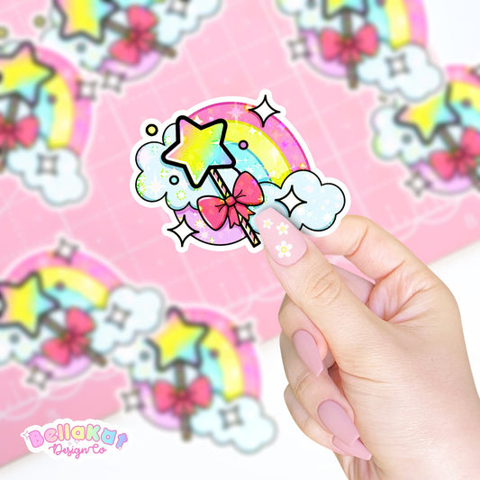 Rainbow Magic Wand Aesthetic Sticker