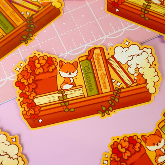 Magical Autumn Bookshelf Floral Sticker