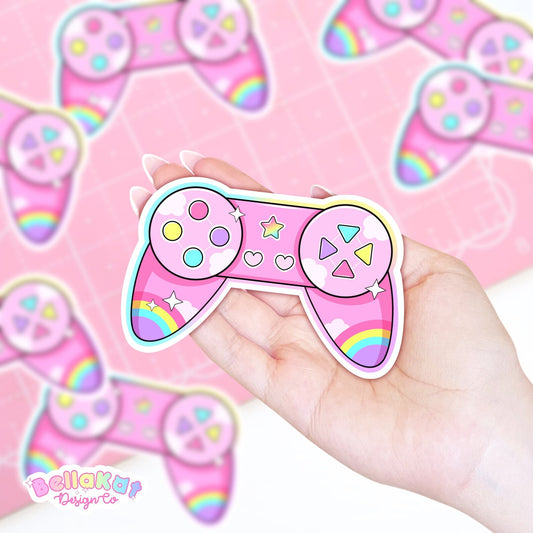 Gamer Girl Rainbow Controller Sticker