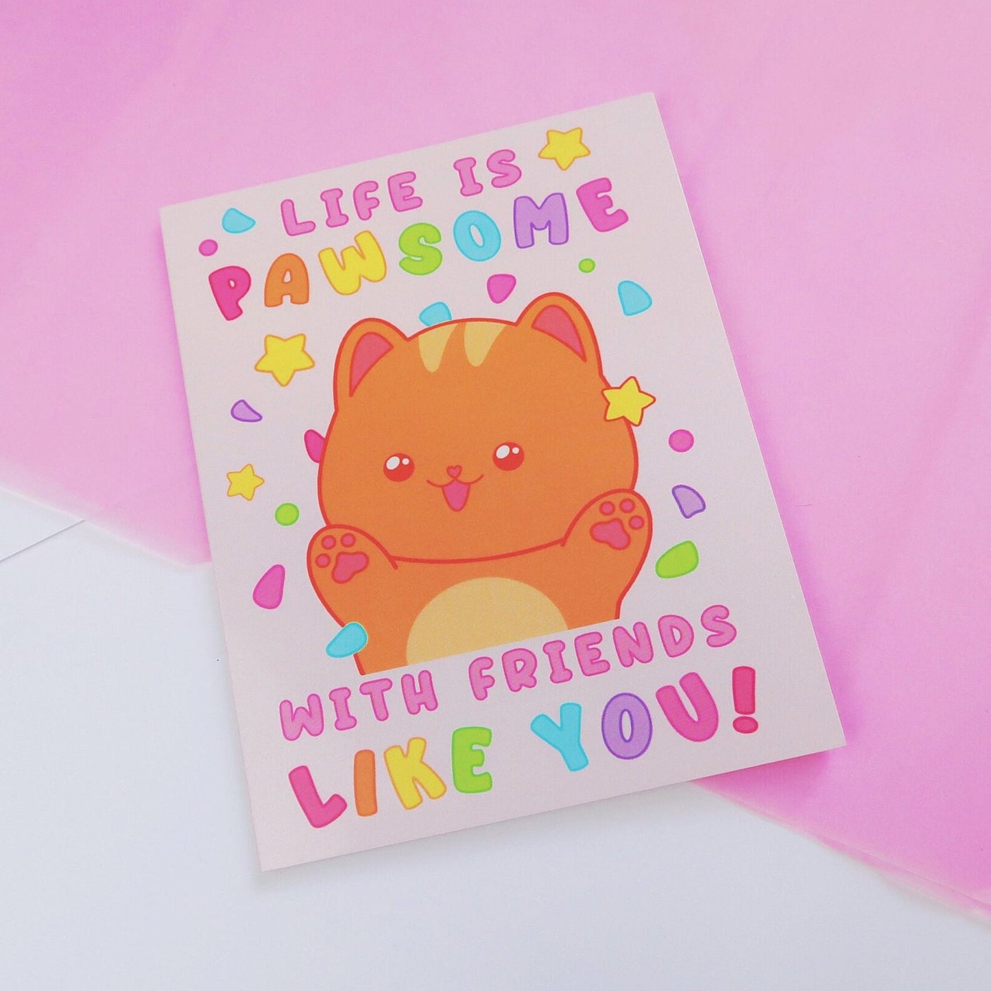 Life is Pawsome Best Friends Cat Greeting Card