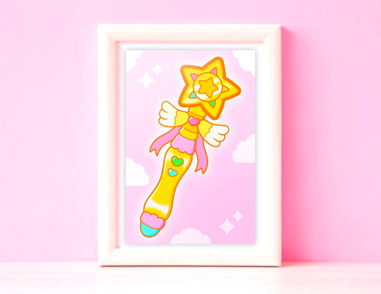 Magical Girl Fantasy Star Wand Art Print