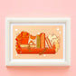 Autumn Bookshelf Cute Wall Art Print