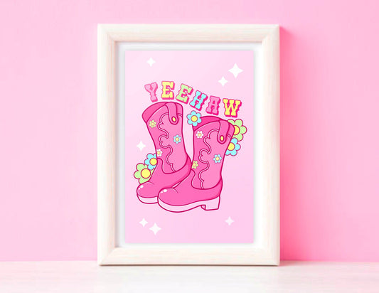 Yeehaw Kawaii Western Wall Art Print