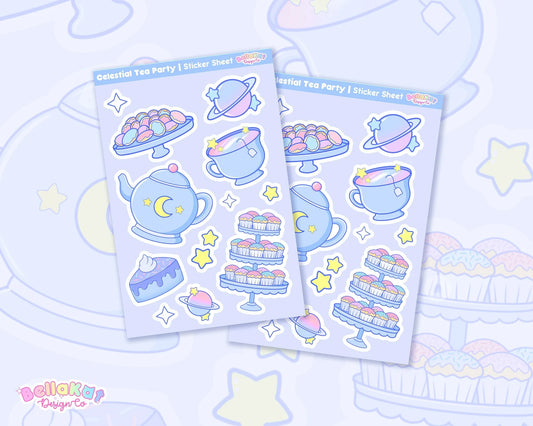 Celestial Tea Party Aesthetic Sticker Sheet