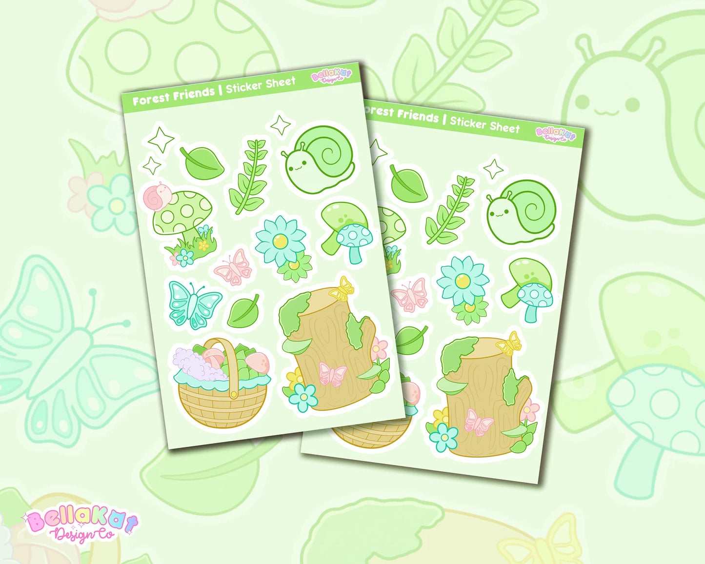 Snail and Mushroom Forest Friends Sticker Sheet