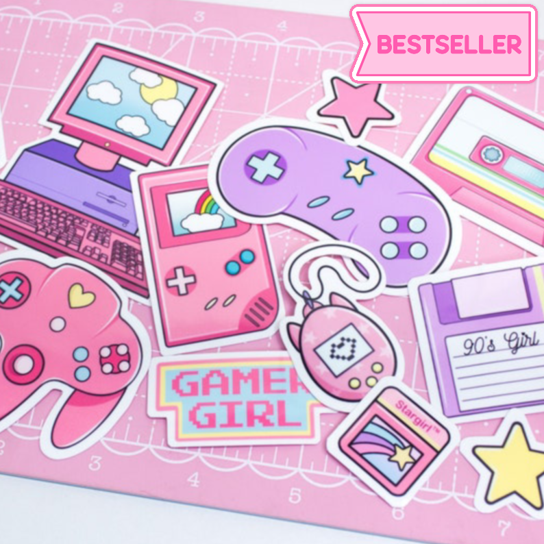 Retro Gamer Girl Sticker Pack – BellaKatDesignCo