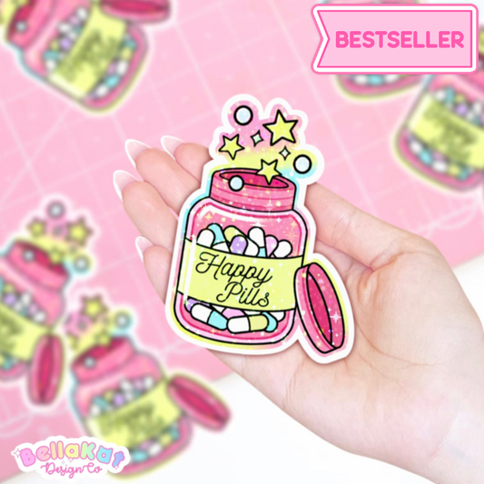 Kawaii Happy Pills Self Care Sticker