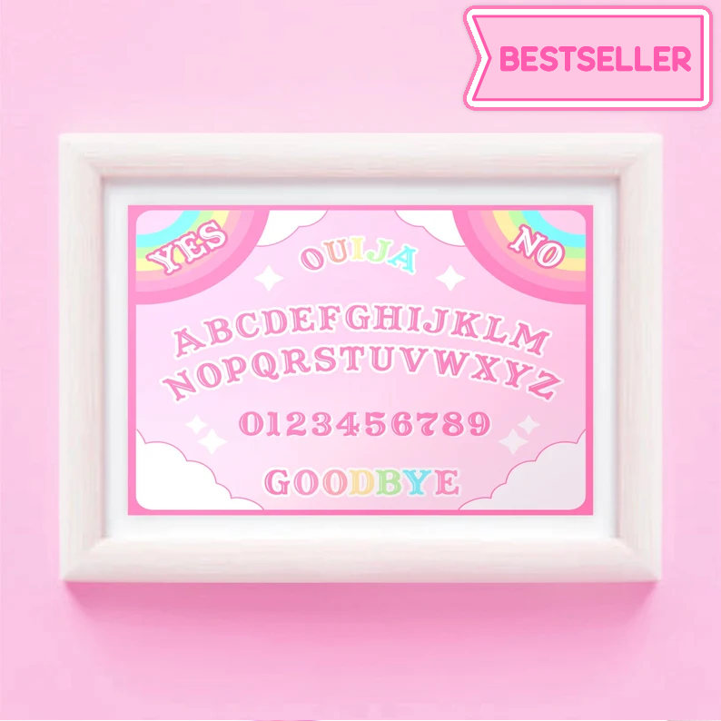 Kawaii Pink Ouija Board Art Print