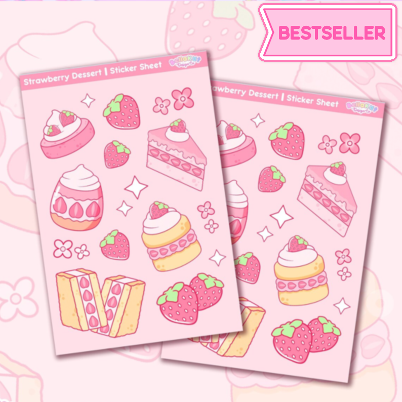 Strawberry Shortcake Dessert Sticker Sheet