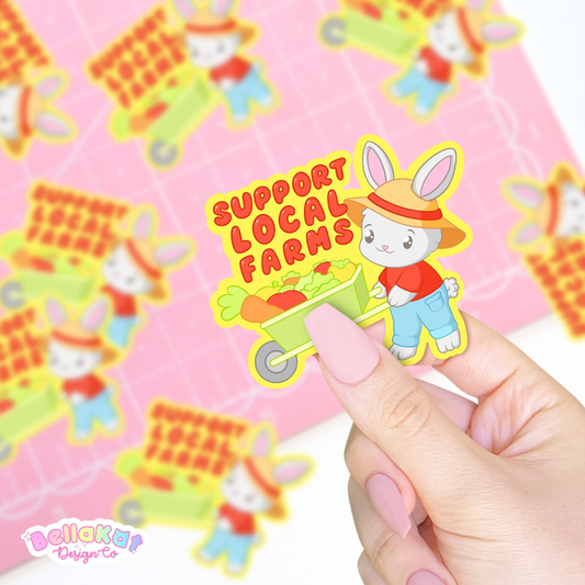 Support Local Farms Cute Bunny Sticker