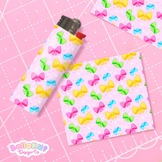 Rainbow Bow Pattern Pink Lighter Wraps