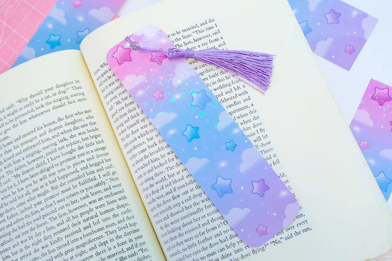 Holographic Galaxy Starry Sky Aesthetic Bookmark