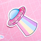 Rainbow UFO Alien Sticker