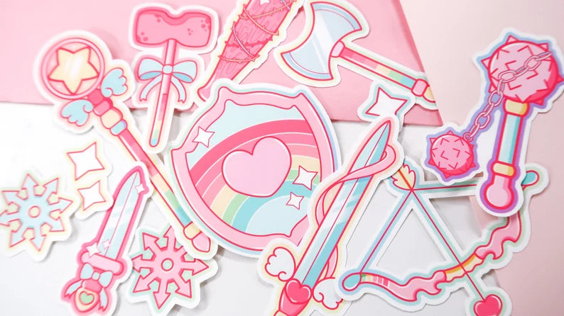 Rainbow Fantasy Weapons Sticker Pack